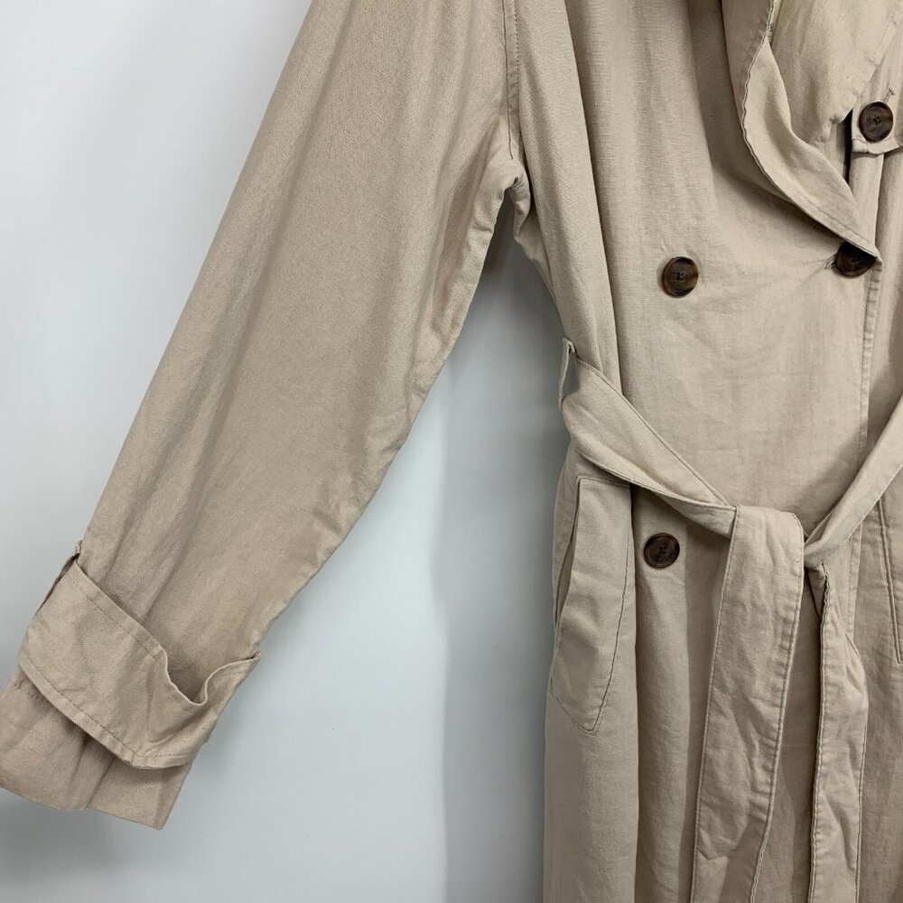 A New Day Trench Coat Linen Blend Double Breasted Jacket NWT - Picture 5 of 11